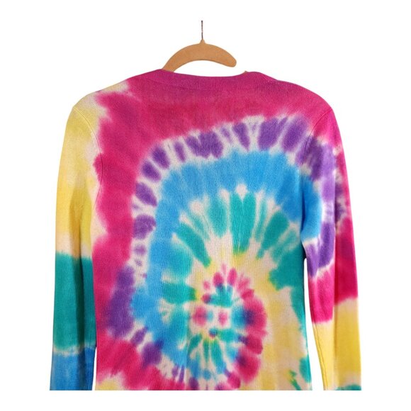 Autumn Cashmere 100% Cashmere Tie Dye Maxi Cardigan in Bright Multi Women's M - Picture 12 of 13